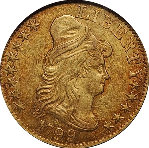 1799 $5 Gold Half Eagle Obverse