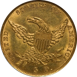 1836 $5 Gold Half Eagle Reverse