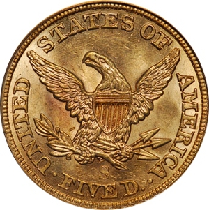 1857-S $5 Gold Half Eagle Harry Bass Jr. Reverse