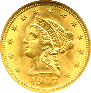 1907 $2.50 Gold Quarter Eagle Obverse