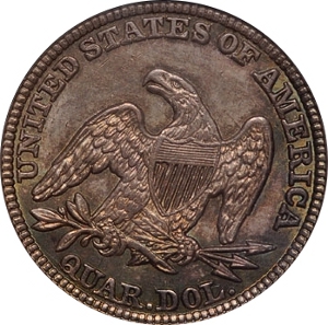 1849 25¢ Seated Liberty Quarter Dollar Reverse