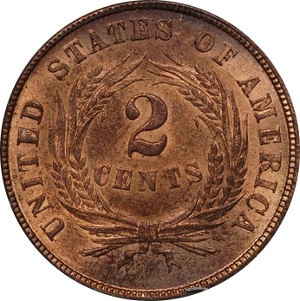 1864 Two Cent Small Motto Reverse