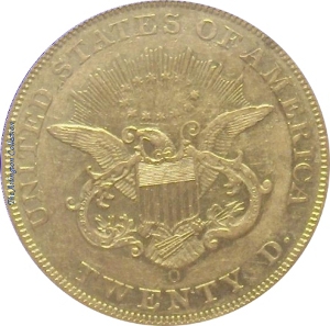 1850-O Gold $20 Double Eagle SS Republic Reverse
