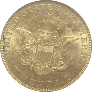 1851 Gold $20 Double Eagle SS Republic Reverse
