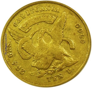 1852 $10 Moffat Gold Eagle Reverse