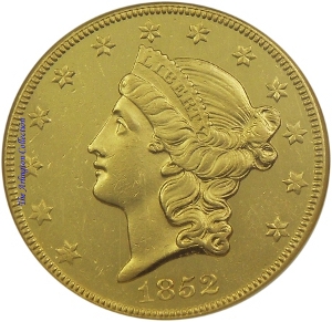 1852-O Gold $20 Double Eagle SS Republic Obverse