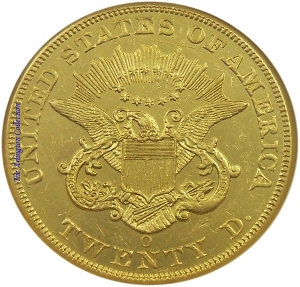 1852-O Gold $20 Double Eagle SS Republic Reverse