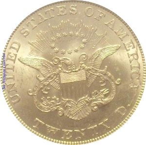 1852 Gold $20 Double Eagle SS Republic Reverse
