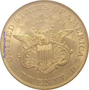 1853/2 Gold $20 Double Eagle Reverse