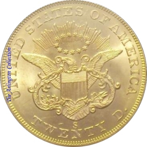 1856-S Gold $20 Double Eagle SS Central America Reverse