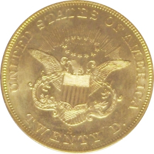 1857-S Gold $20 Double Eagle SS Central America Reverse
