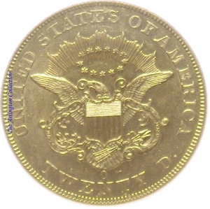 1858-O Gold $20 Double Eagle SS Republic Reverse