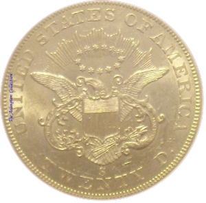 1859-S Gold $20 Double Eagle SS Republic Reverse
