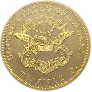 1862 Gold $20 Double Eagle Reverse