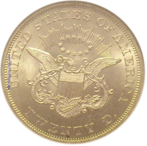 1863 Gold $20 Double Eagle SS Republic Reverse