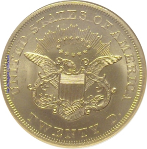 1864 Gold $20 Double Eagle SS Republic Reverse
