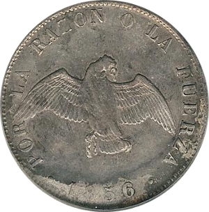1856 Chile 50 Centavos Obverse