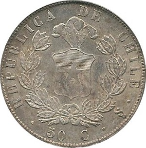 1856 Chile 50 Centavos Reverse