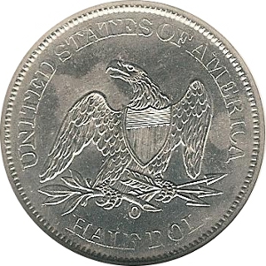 1861-O Seated Liberty Half Dollar SS Republic Reverse